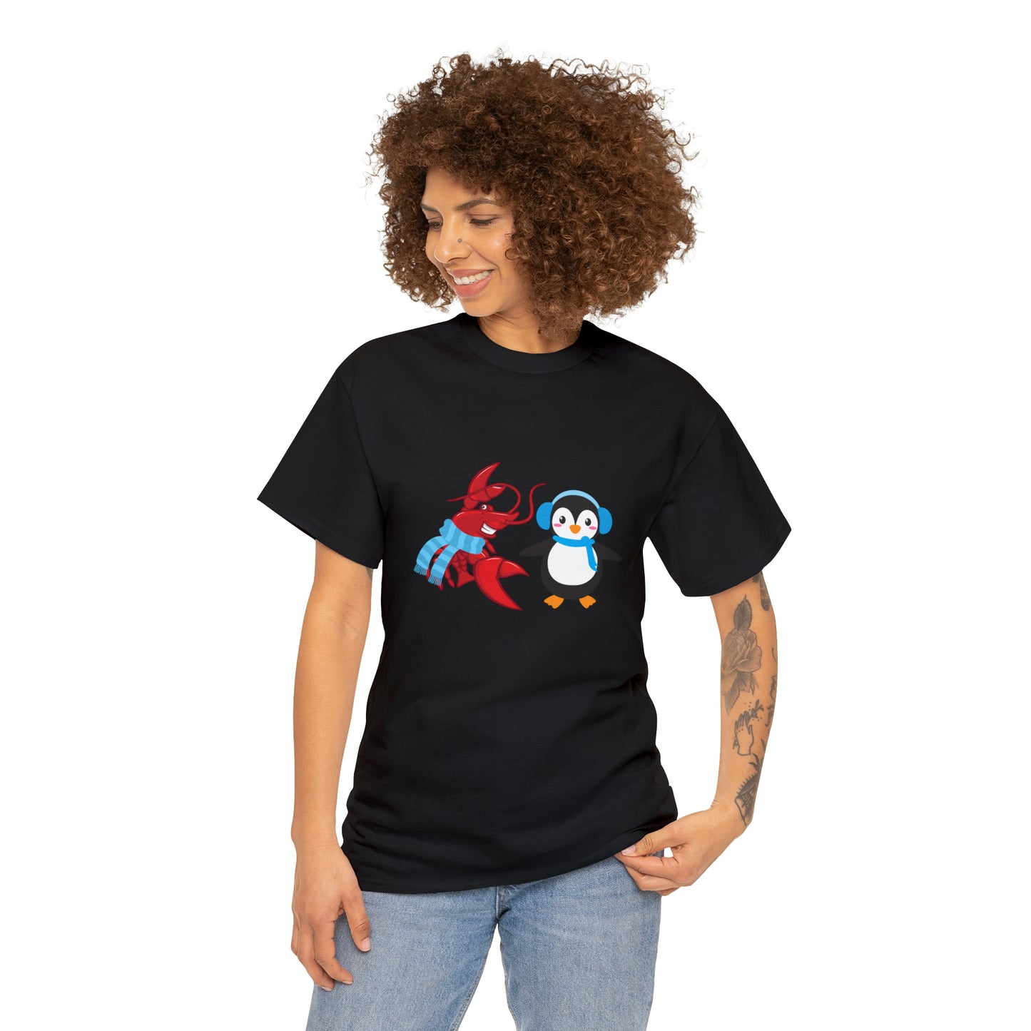 Unisex Heavy Cotton Tee Larry Penguin (front logo)