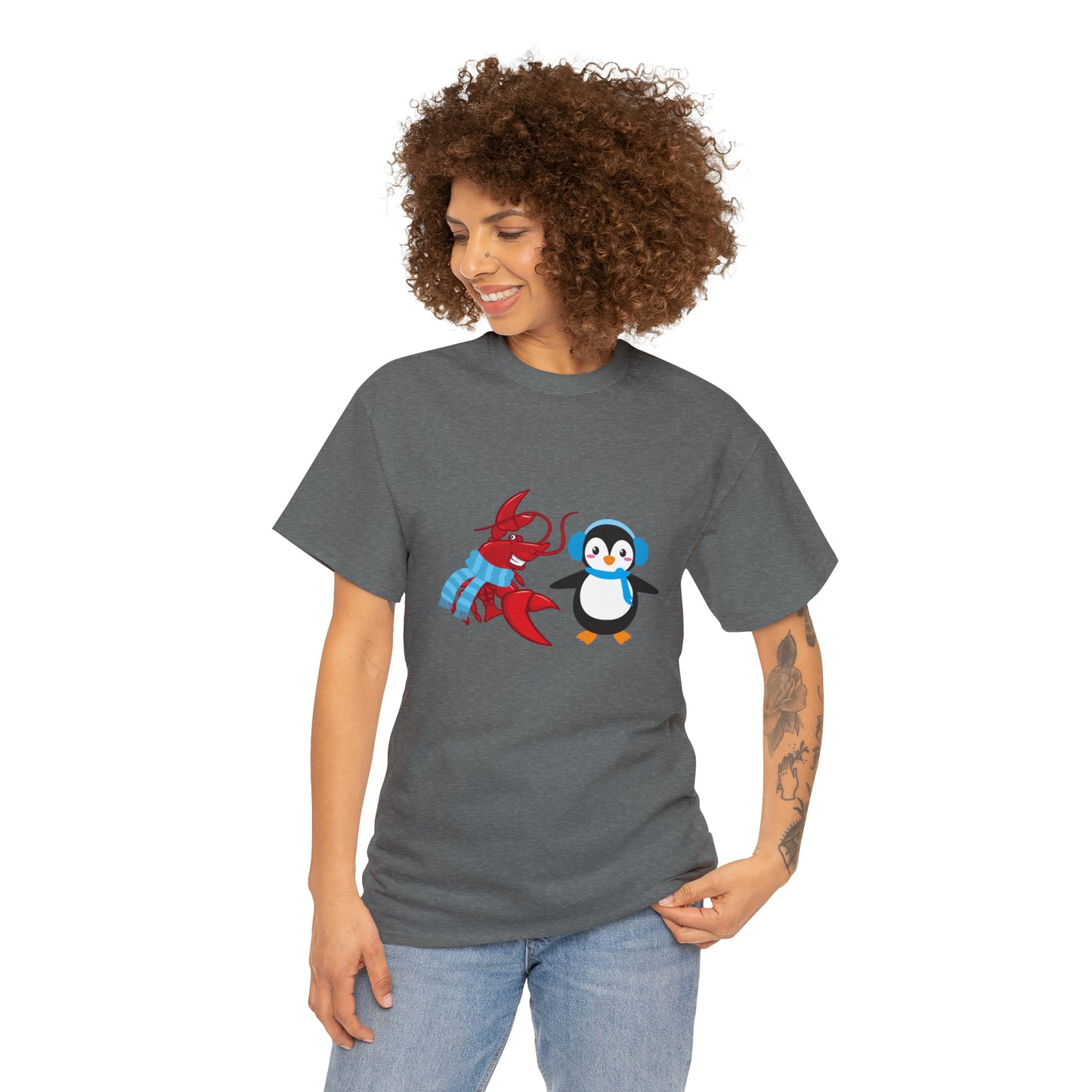 Unisex Heavy Cotton Tee Larry Penguin (front logo)