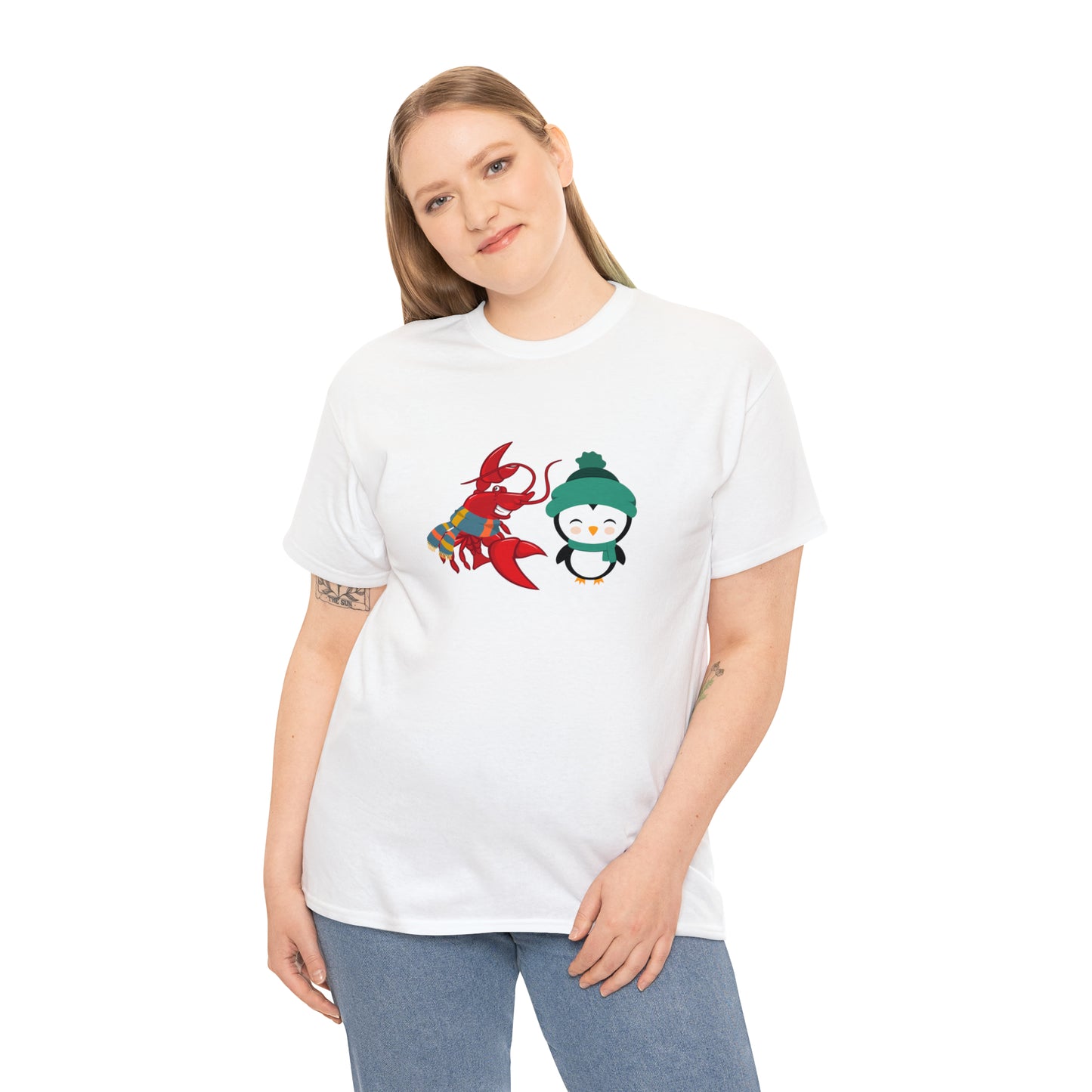 Unisex Heavy Cotton Tee Larry Penguin (front logo)