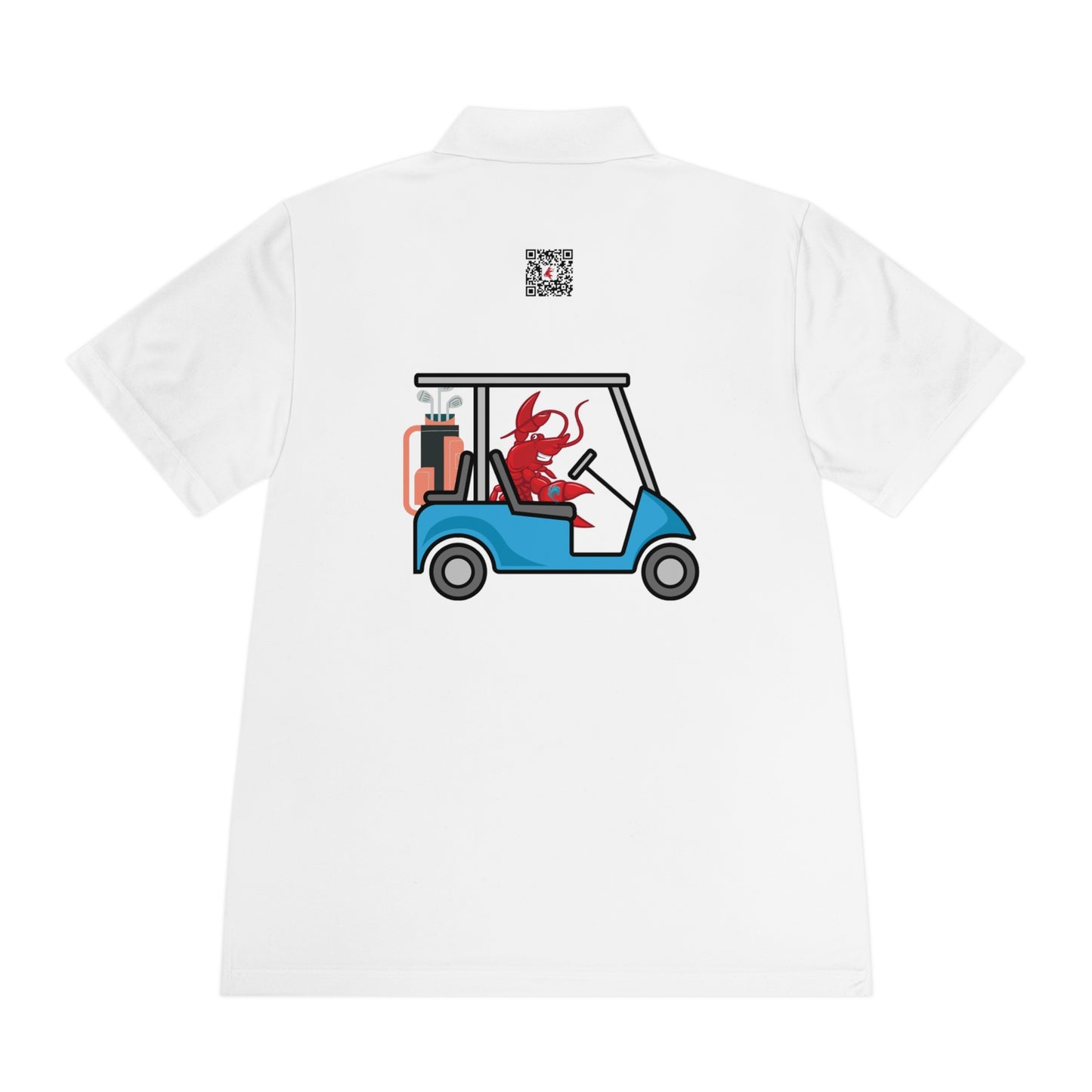 Men's Sport Polo Shirt Larry Golf Cart with QR code (front & back logo)