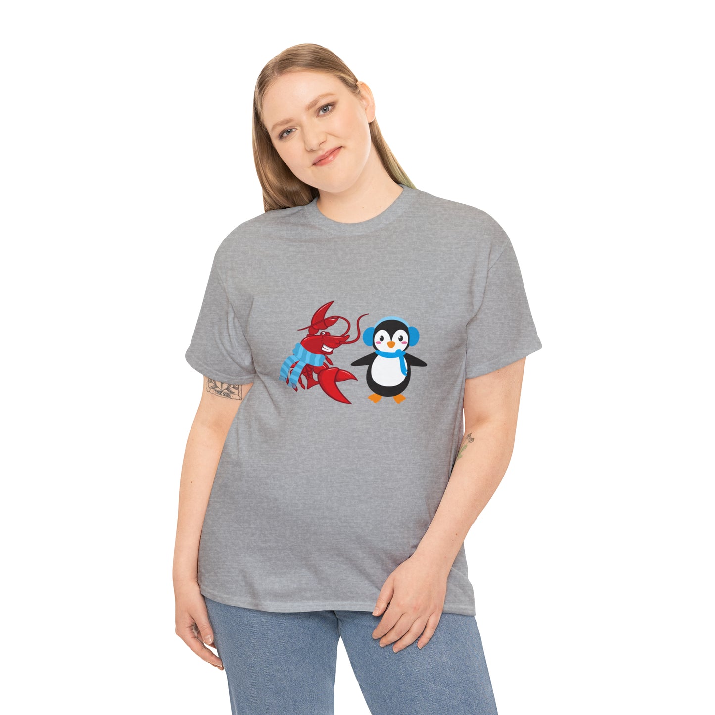 Unisex Heavy Cotton Tee Larry Penguin (front logo)