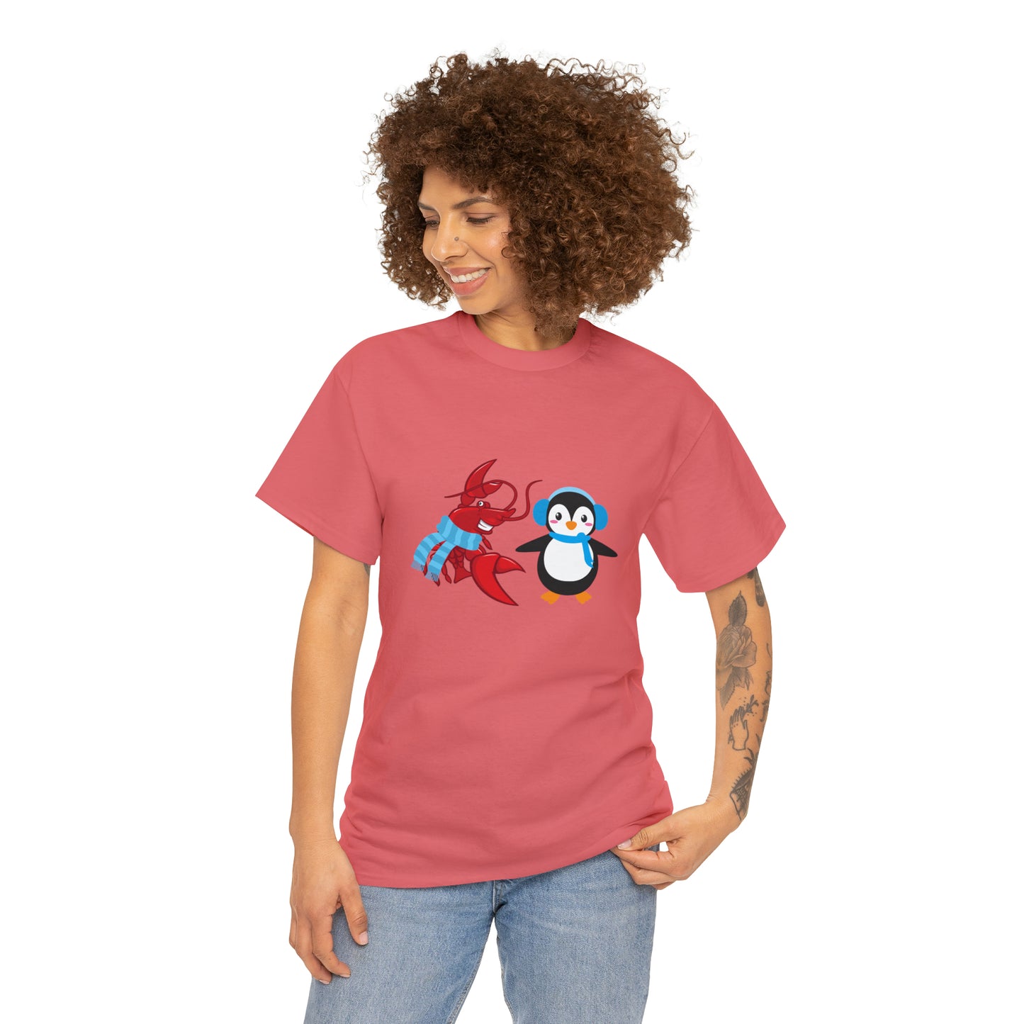 Unisex Heavy Cotton Tee Larry Penguin (front logo)