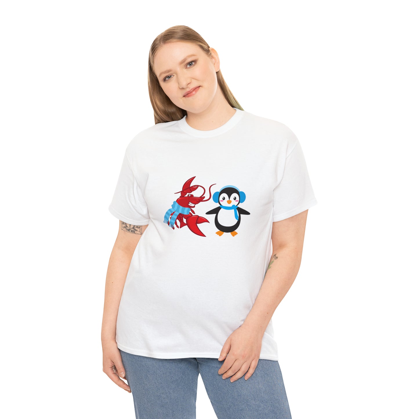 Unisex Heavy Cotton Tee Larry Penguin (front logo)