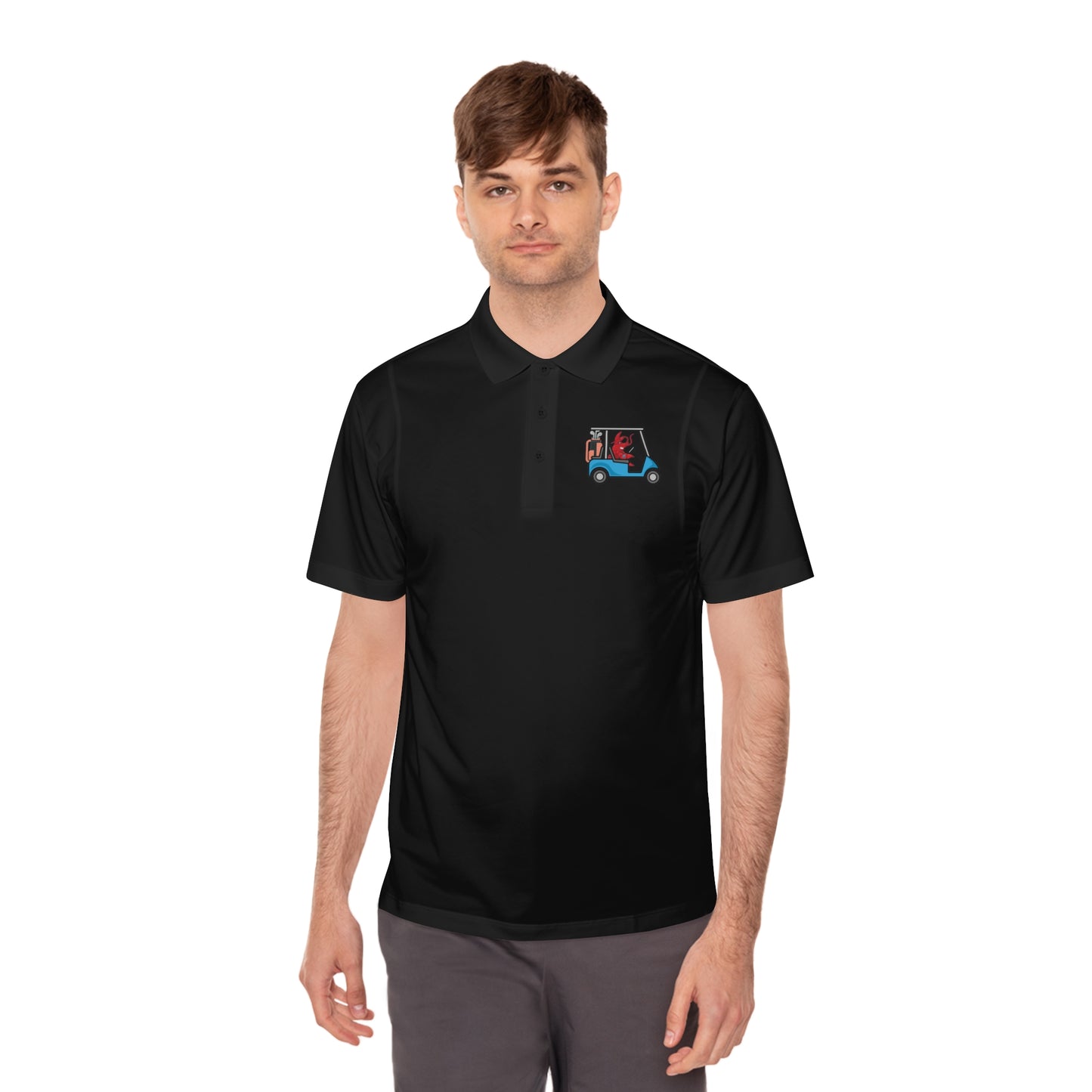 Men's Sport Polo Shirt Larry Golf Cart (front & back logo)