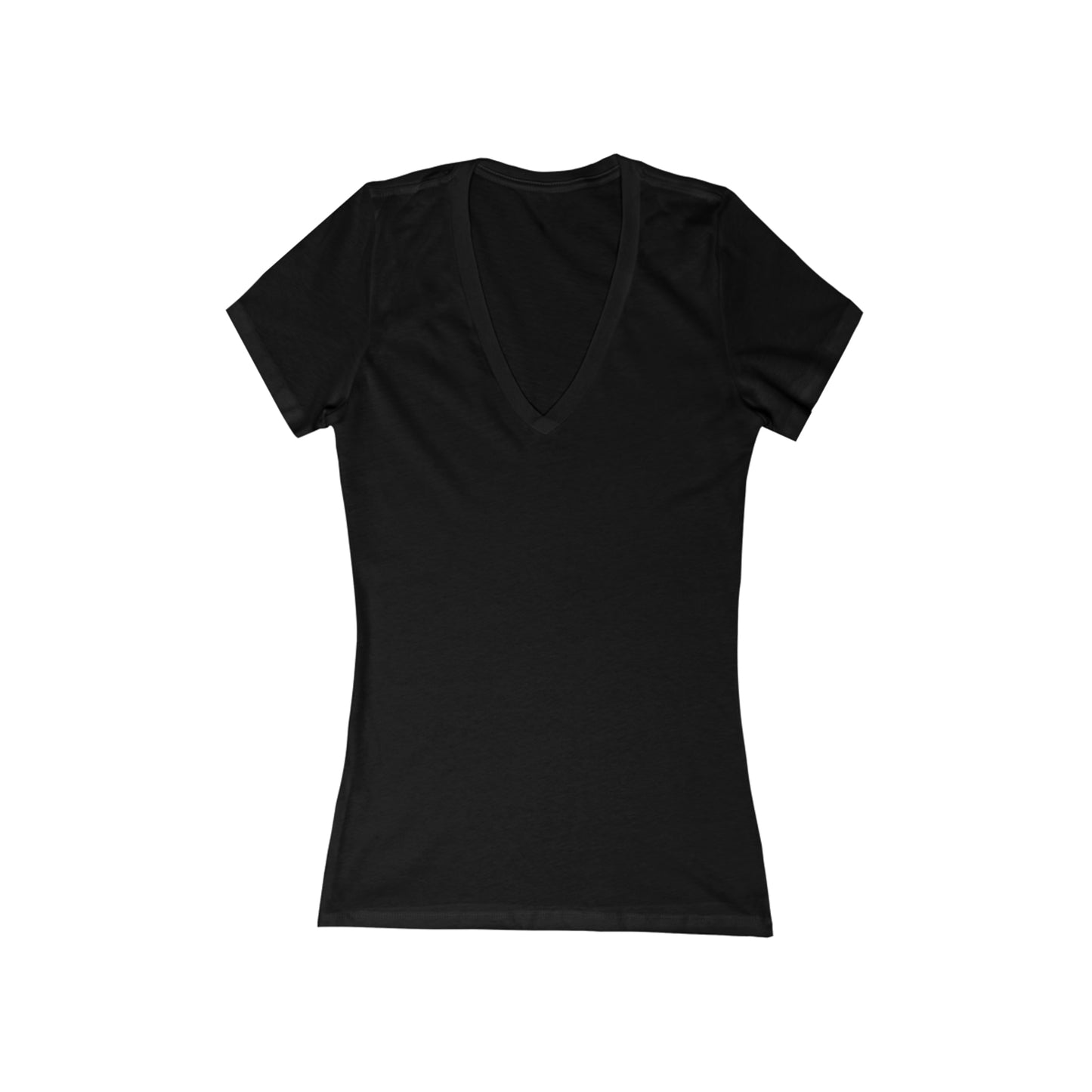 Women's Jersey Short Sleeve Deep V-Neck Tee Larry Van (back logo)