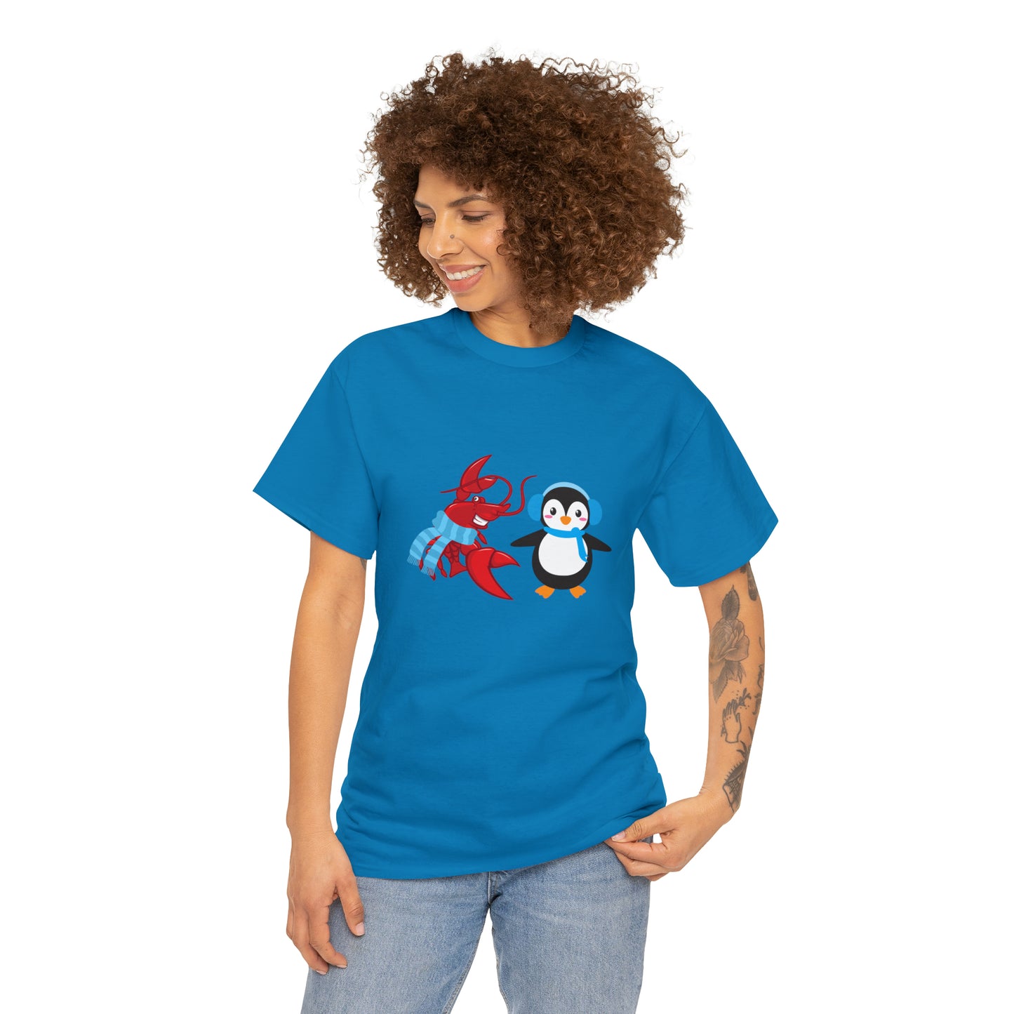 Unisex Heavy Cotton Tee Larry Penguin (front logo)