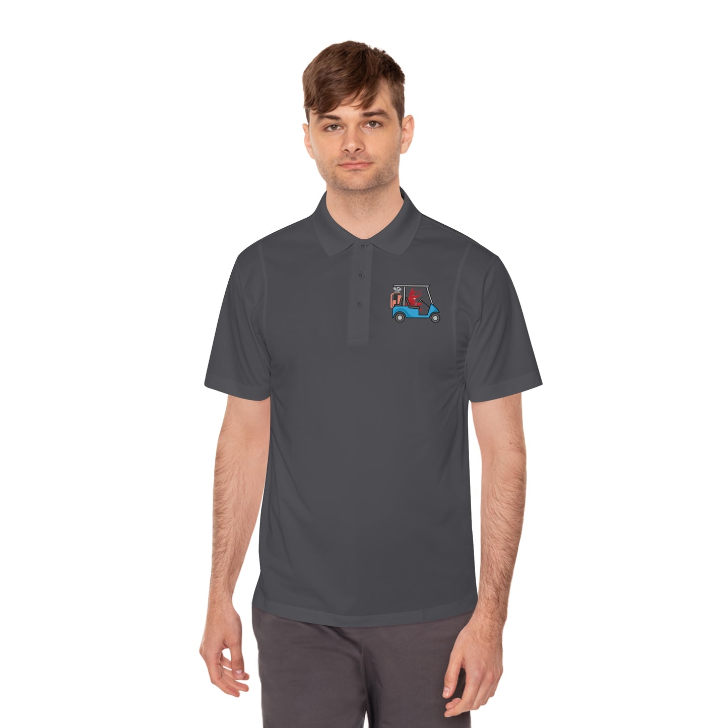 Men's Sport Polo Shirt Larry Golf Cart (front & back logo)