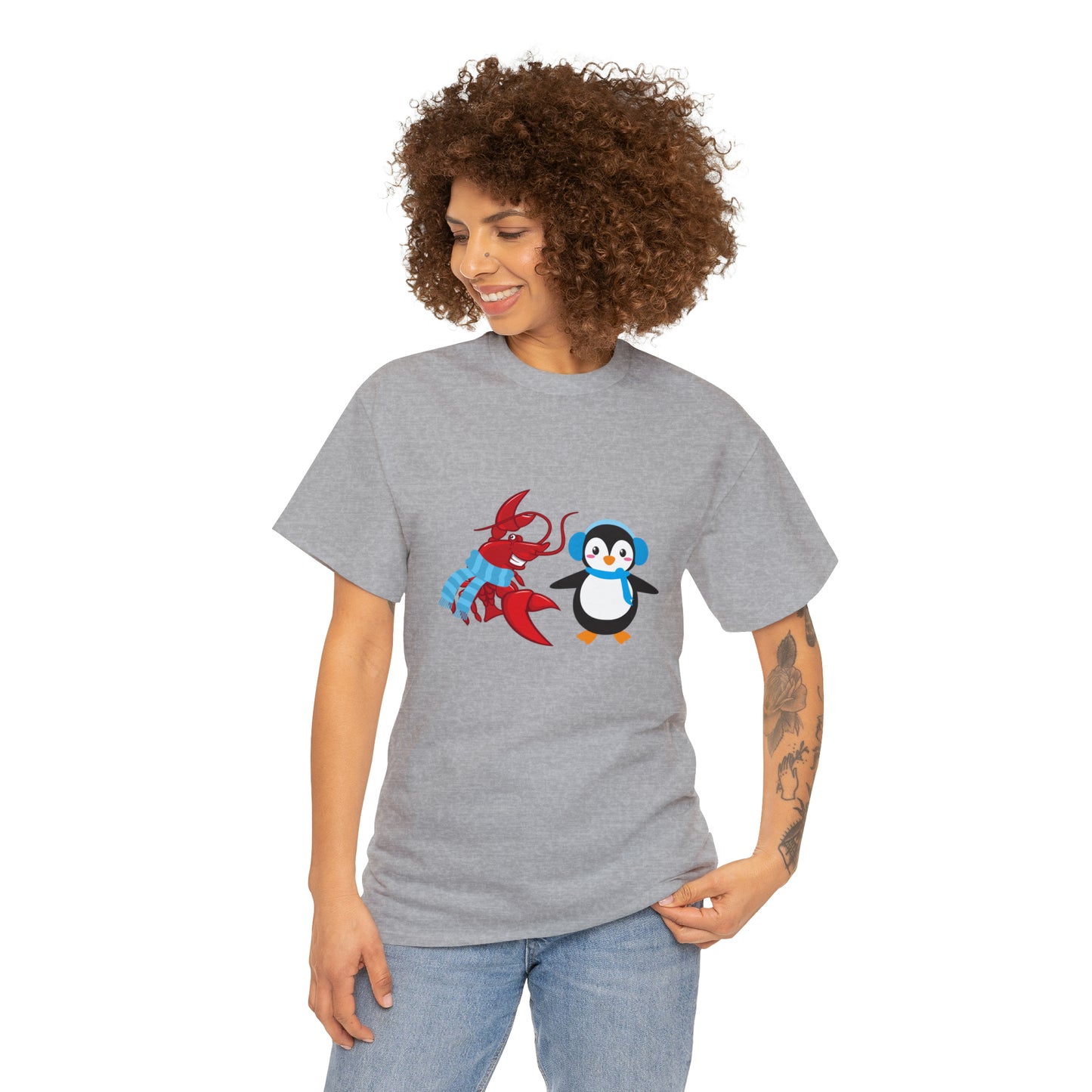 Unisex Heavy Cotton Tee Larry Penguin (front logo)