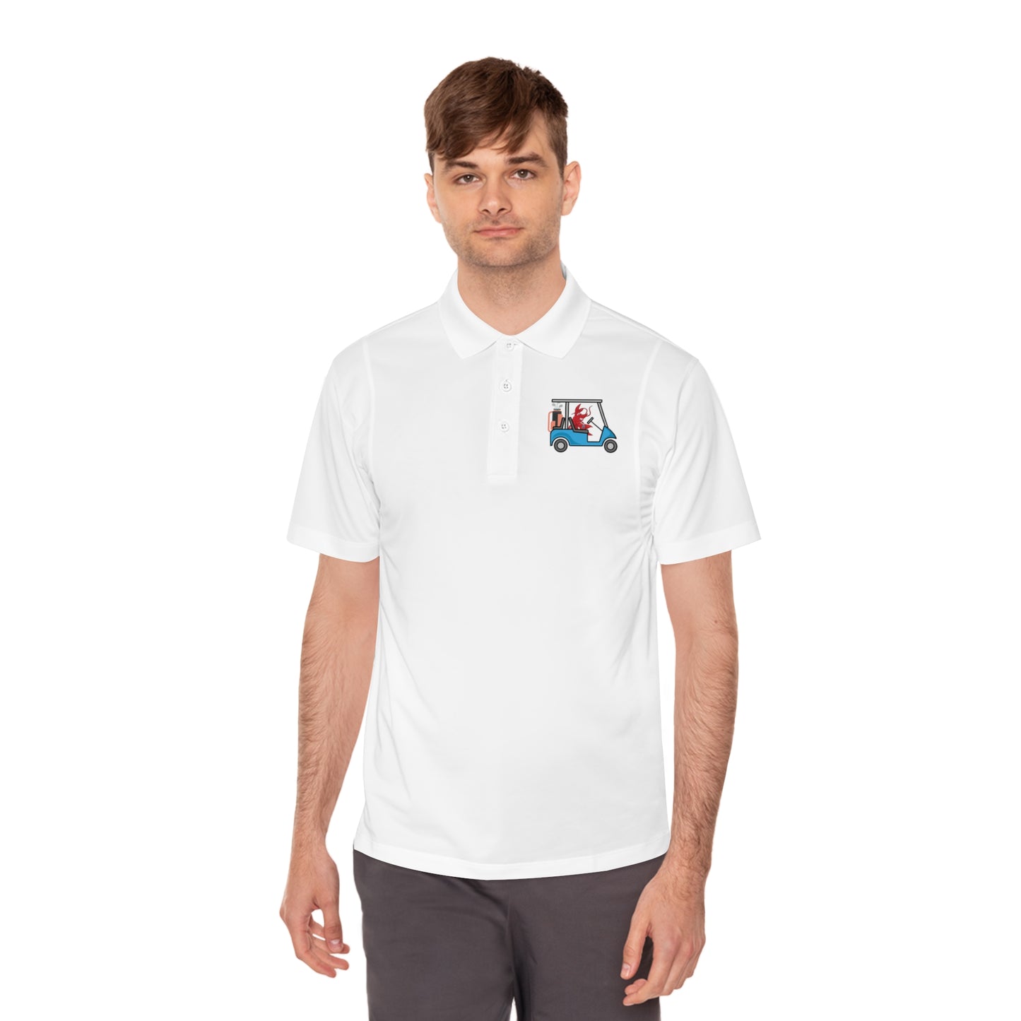 Men's Sport Polo Shirt Larry Golf Cart (front & back logo)