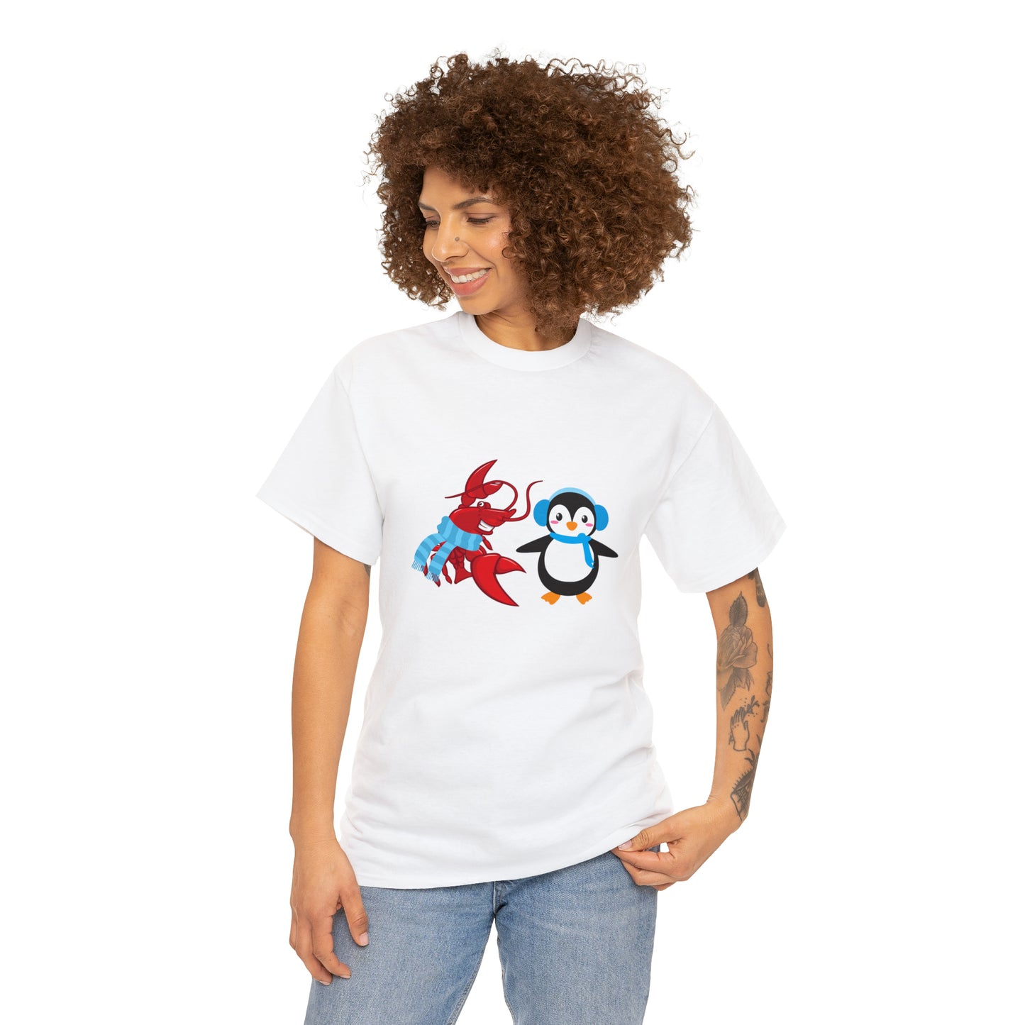 Unisex Heavy Cotton Tee Larry Penguin (front logo)