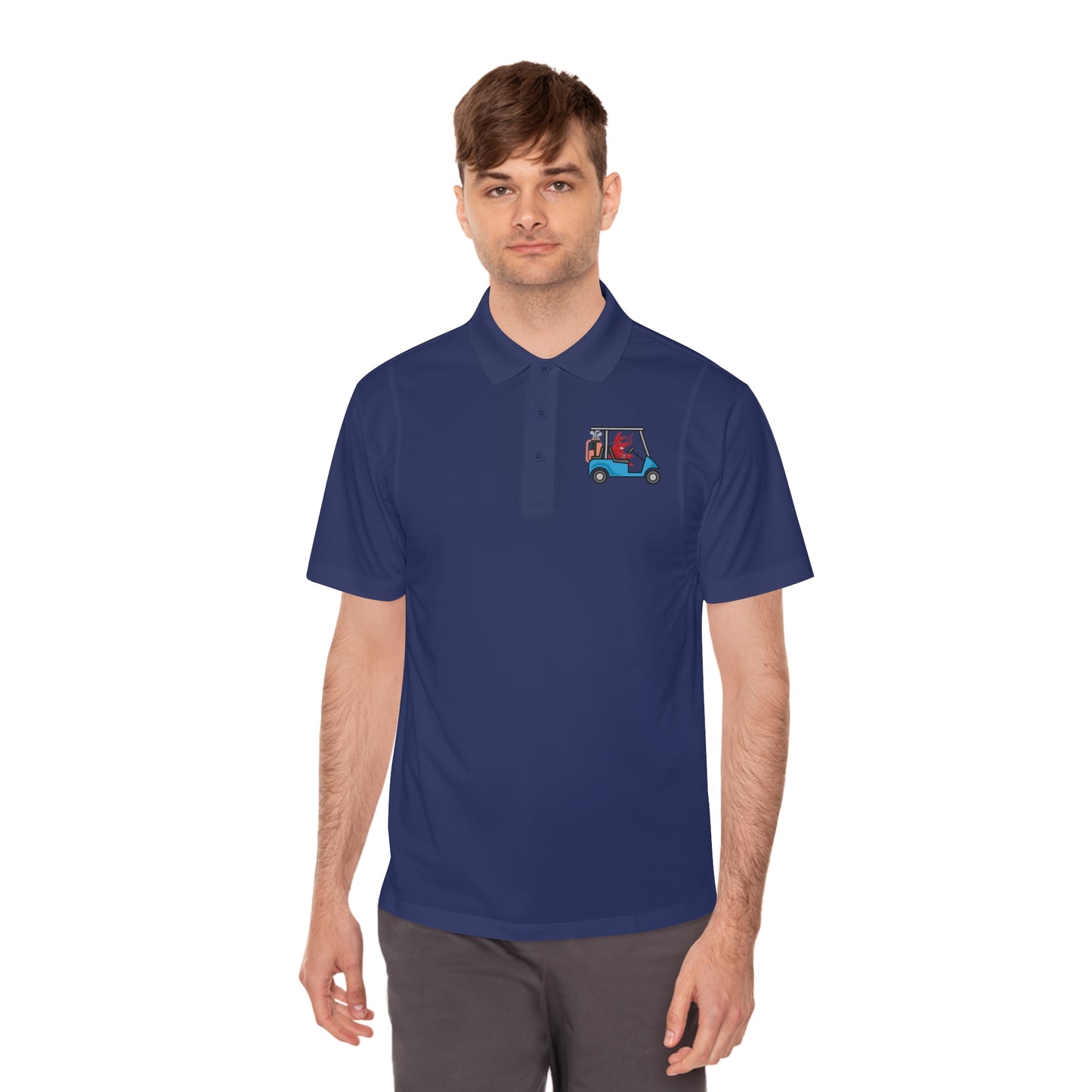 Men's Sport Polo Shirt Larry Golf Cart (front & back logo)