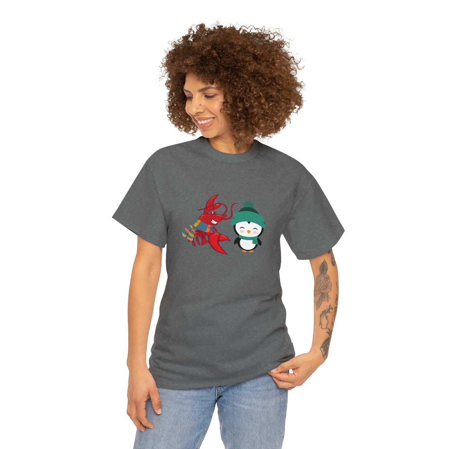 Unisex Heavy Cotton Tee Larry Penguin (front logo)