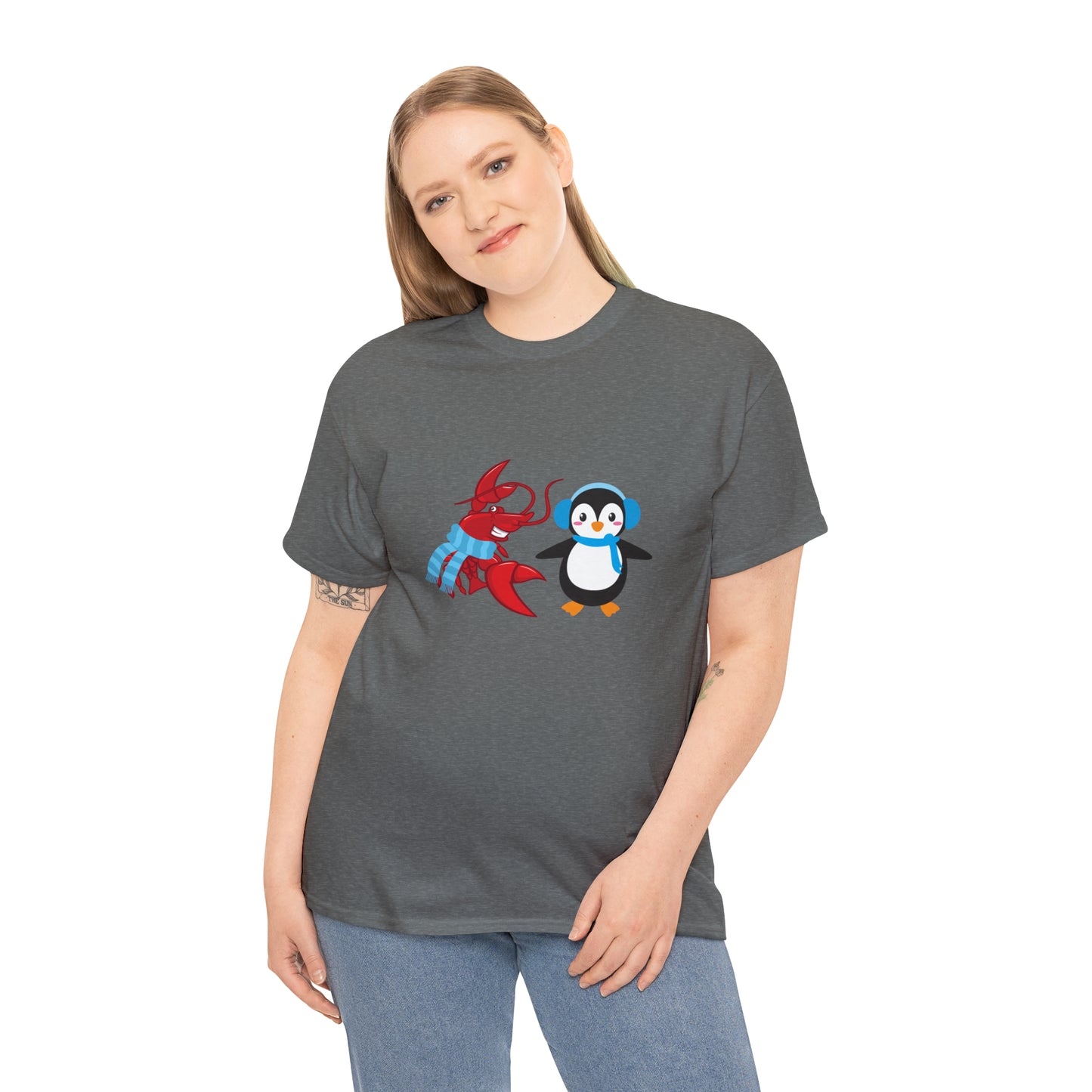 Unisex Heavy Cotton Tee Larry Penguin (front logo)