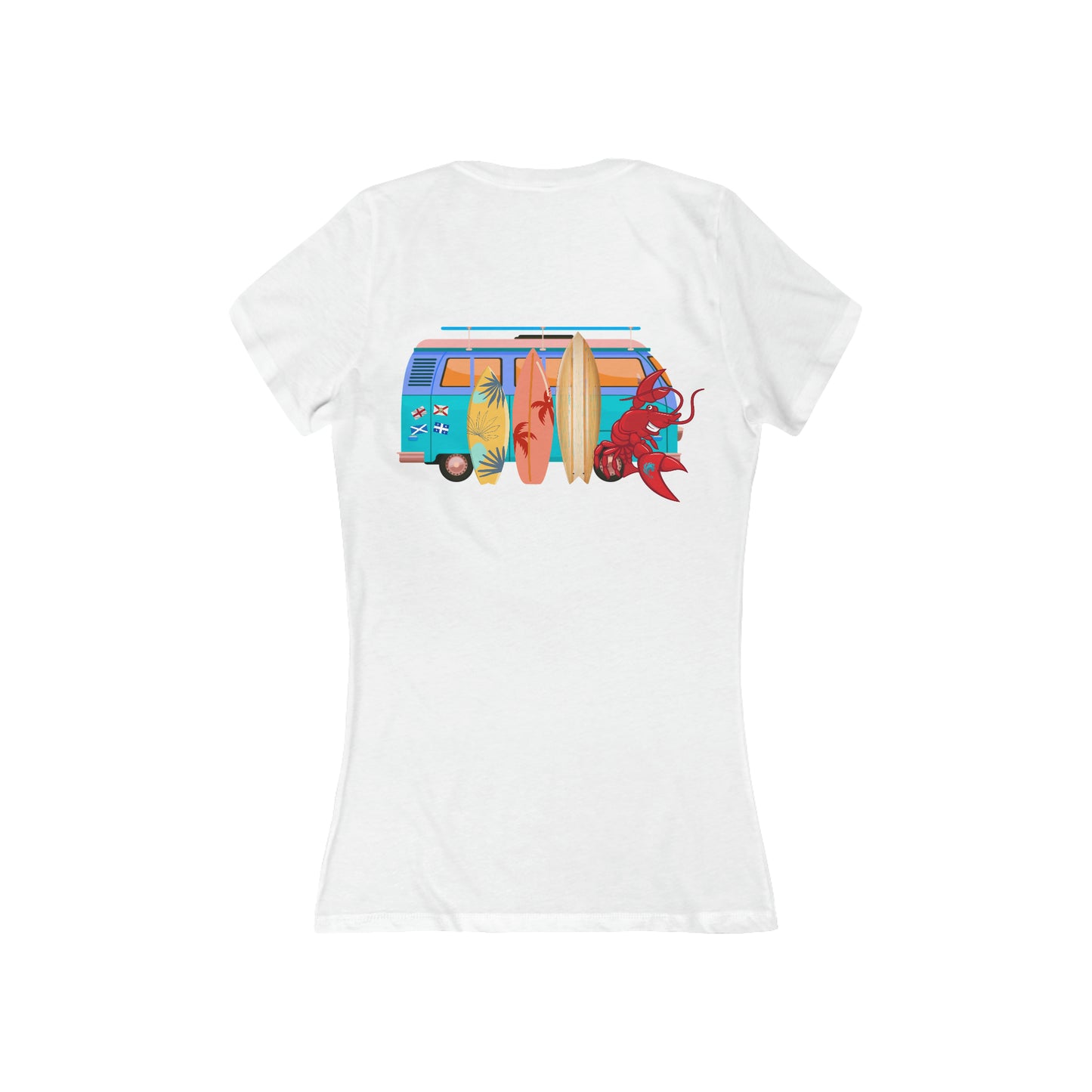 Women's Jersey Short Sleeve Deep V-Neck Tee Larry Van (back logo)