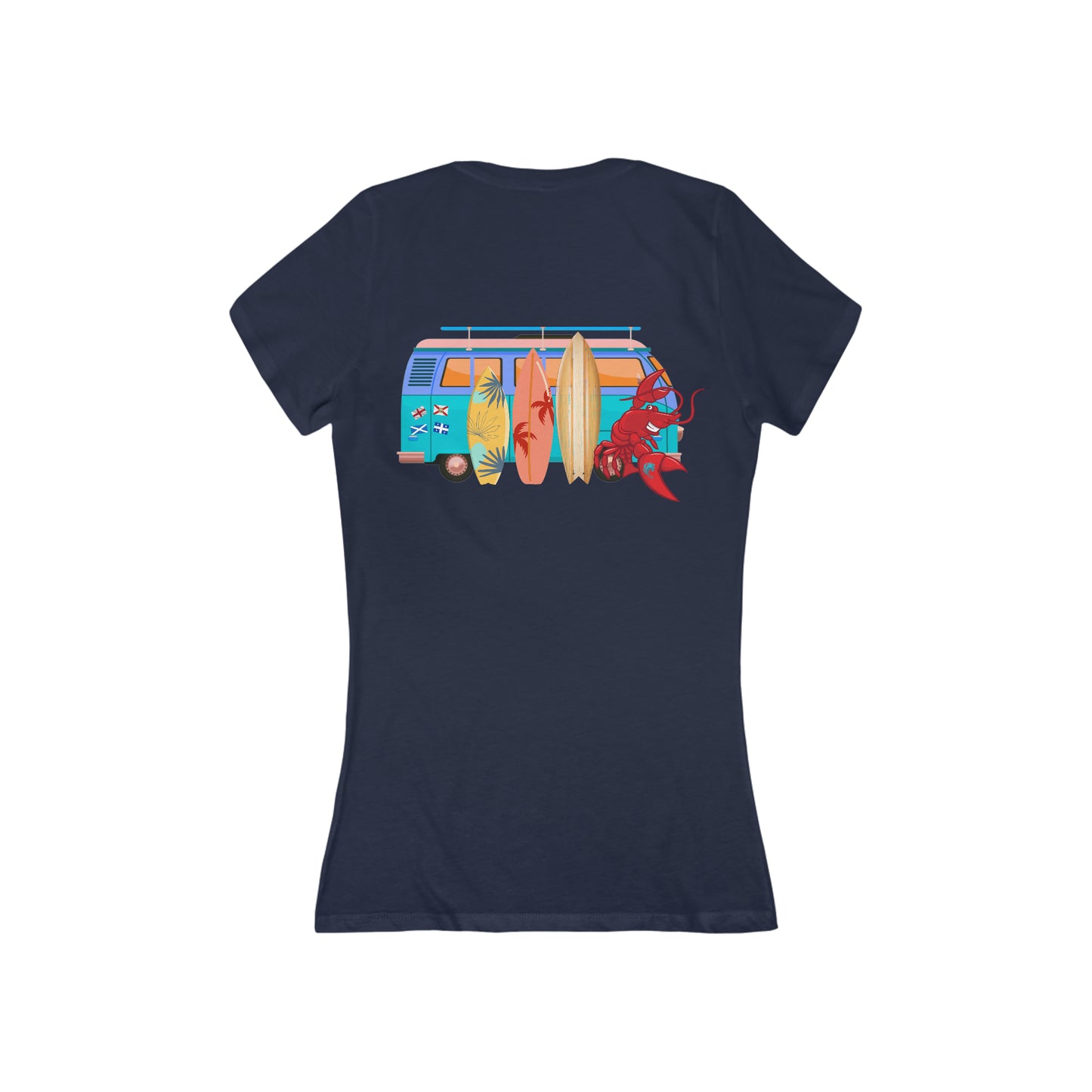 Women's Jersey Short Sleeve Deep V-Neck Tee Larry Van (back logo)