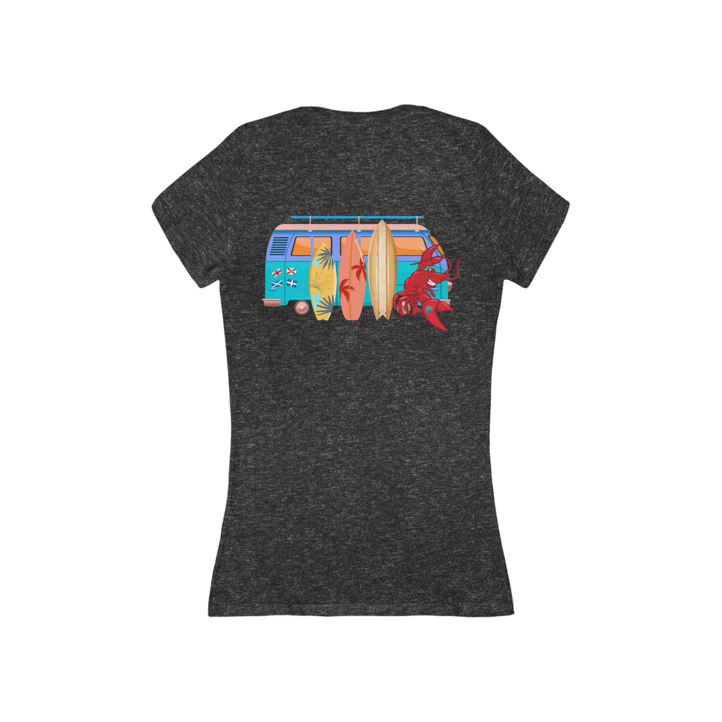 Women's Jersey Short Sleeve Deep V-Neck Tee Larry Van (back logo)