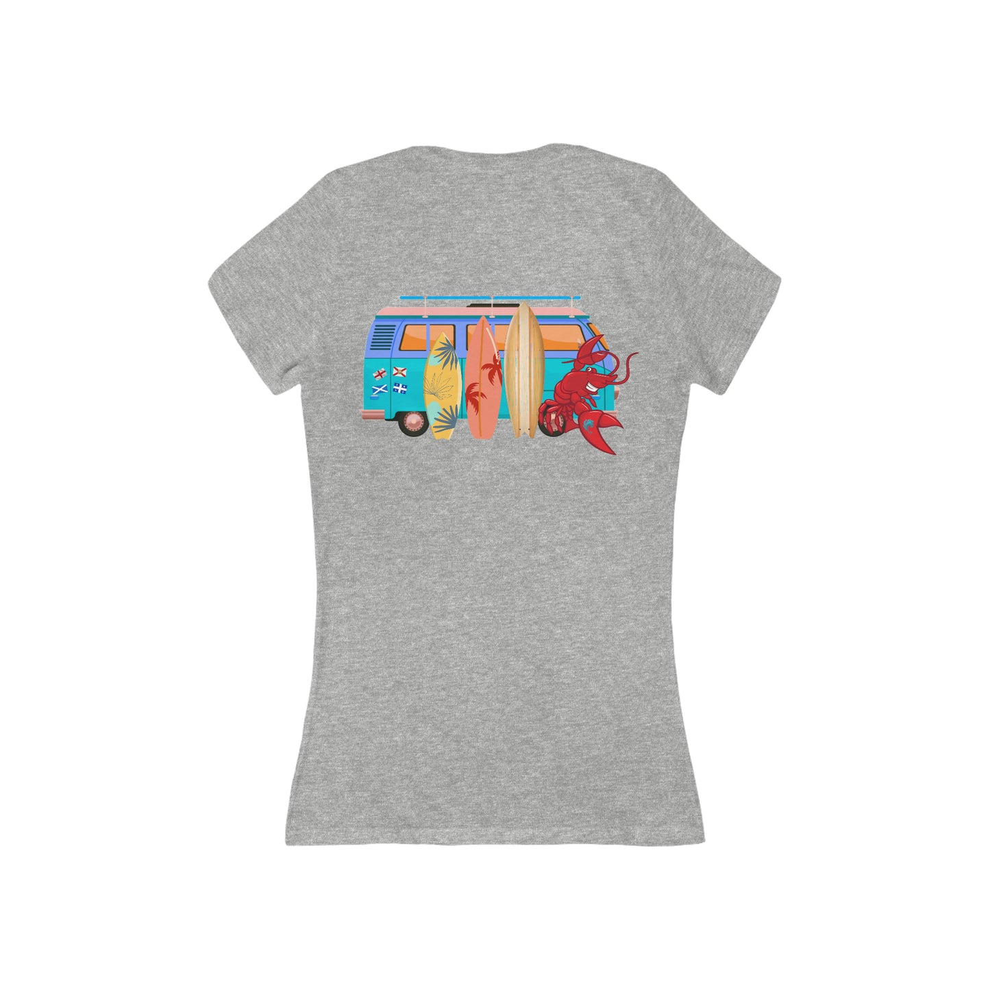 Women's Jersey Short Sleeve Deep V-Neck Tee Larry Van (back logo)