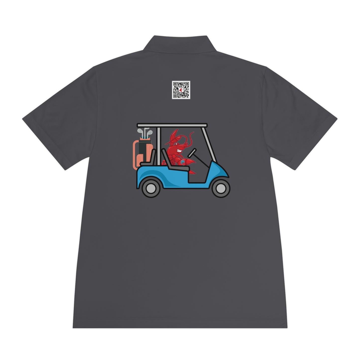 Men's Sport Polo Shirt Larry Golf Cart with QR code (front & back logo)