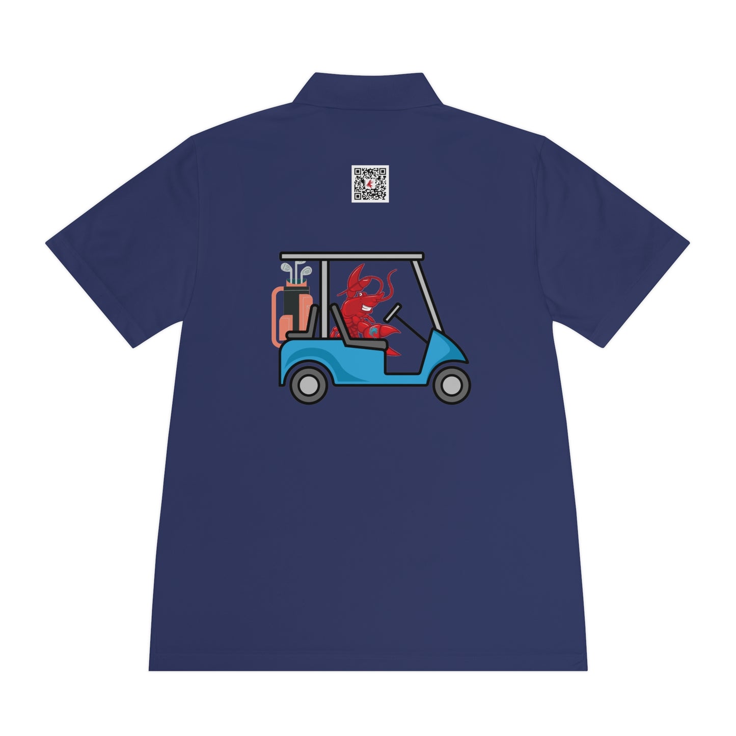 Men's Sport Polo Shirt Larry Golf Cart with QR code (front & back logo)