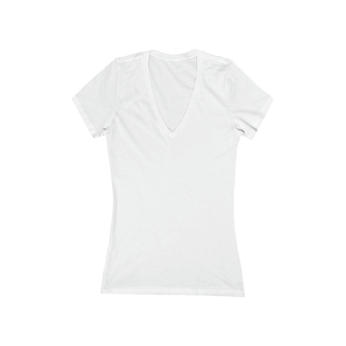 Women's Jersey Short Sleeve Deep V-Neck Tee Larry Van (back logo)