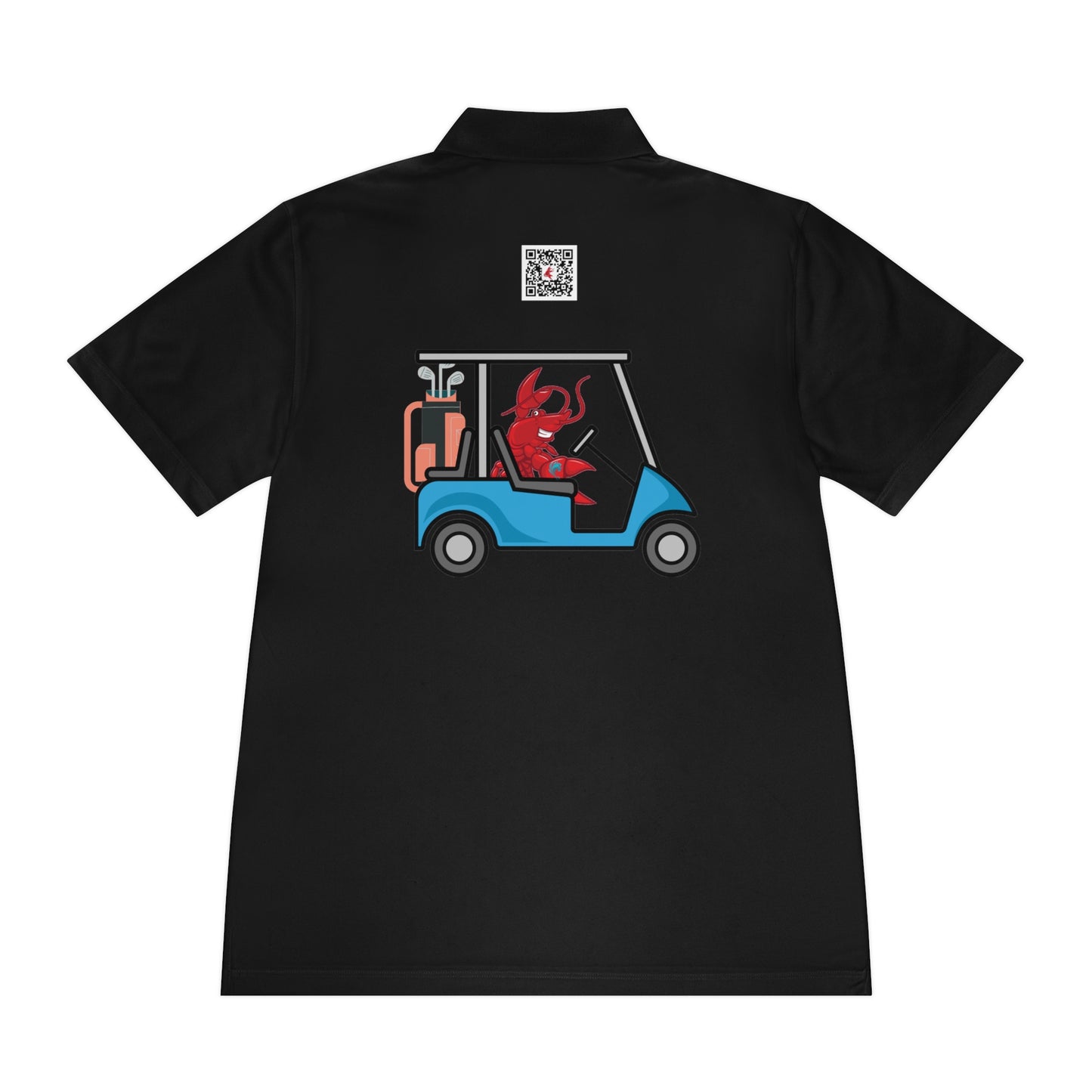 Men's Sport Polo Shirt Larry Golf Cart with QR code (front & back logo)